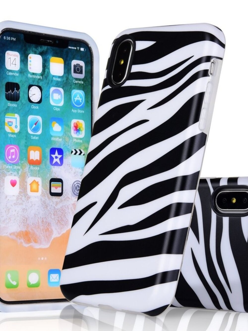 NEW iPhone Xs 10s X 10 Case Cover Zebra Black